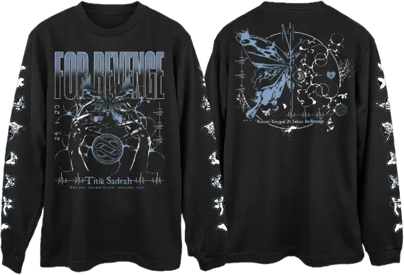 Kaos lengan panjang edisi khusus Titik Sadrah (tampak depan dan belakang)