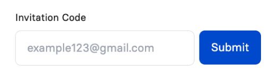 Example of entering the registered email address in the Invitation Code field