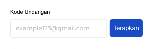 Contoh pengisian email pada kolom Kode Undangan / Invitation Code